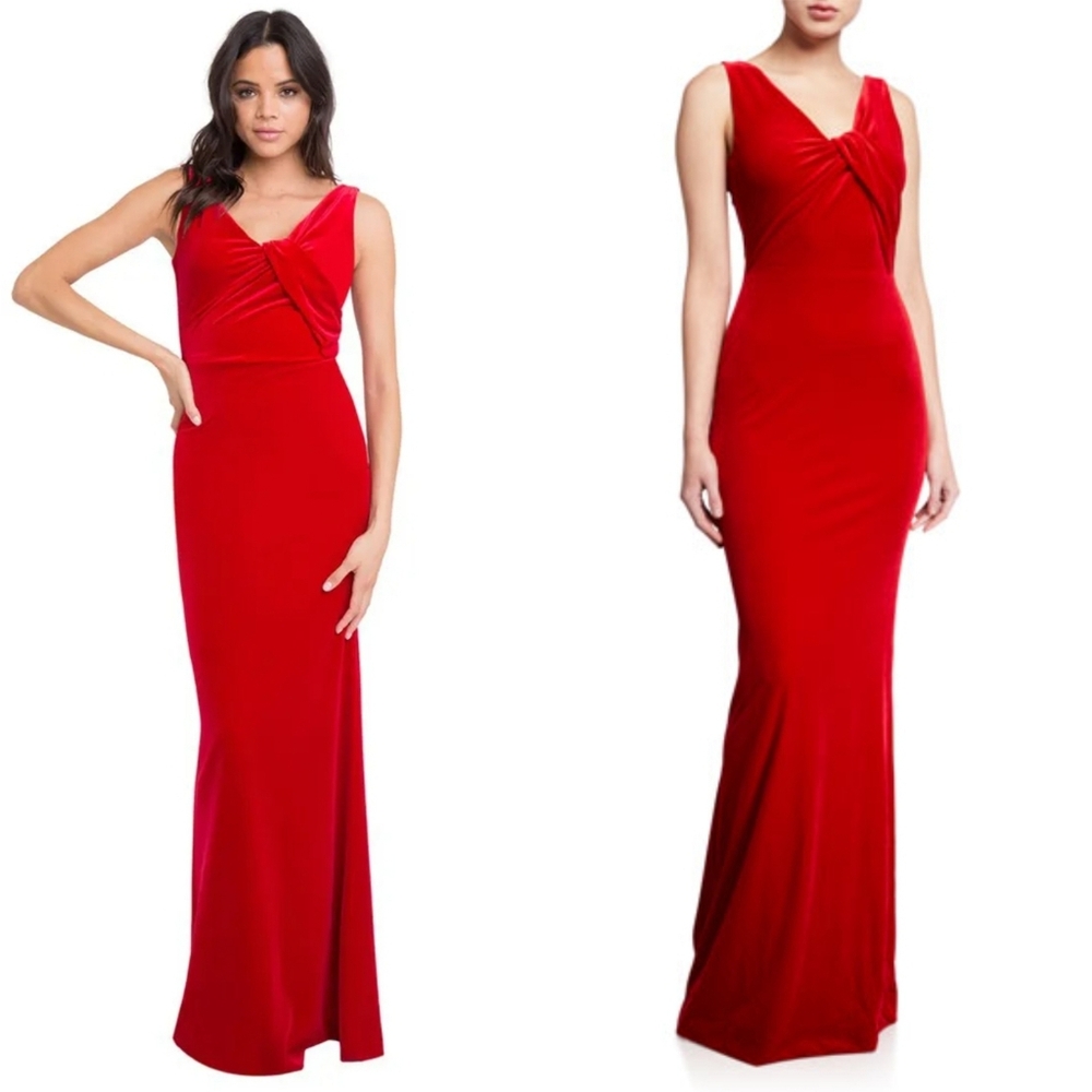 Black Halo Red Velvet Ryland Gown